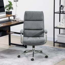 HOMCOM Charcoal Grey Linen Fabric Tilting Chair - Size: 113 x 62 x 73cm - Wilko - thumbnail 4