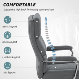 HOMCOM Charcoal Grey Linen Fabric Tilting Chair - Size: 113 x 62 x 73cm - Wilko - thumbnail 5