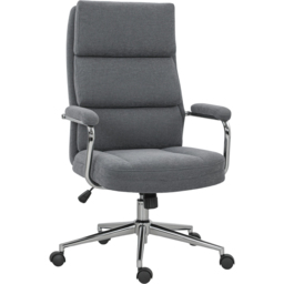 HOMCOM Charcoal Grey Linen Fabric Tilting Chair - Size: 113 x 62 x 73cm - Wilko - thumbnail 3