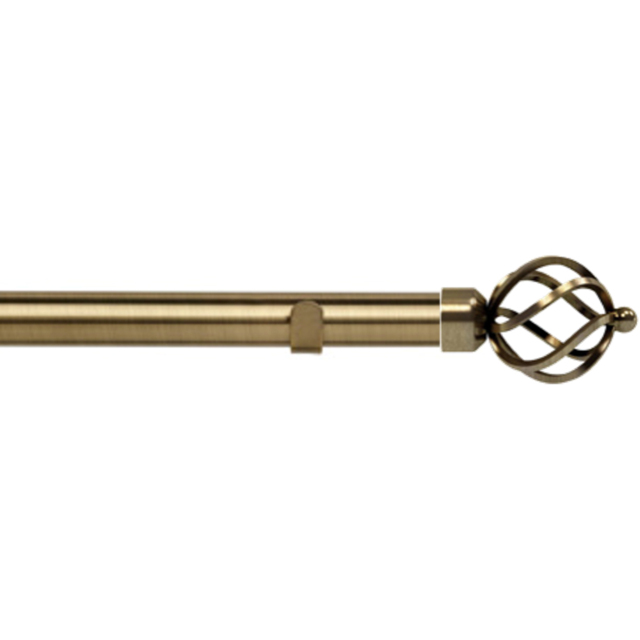 New Edge Blinds 210cm Fixed Length Antique Brass Eyelet Metal Curtain Pole Set with Cage Finial - Wilko - image 1