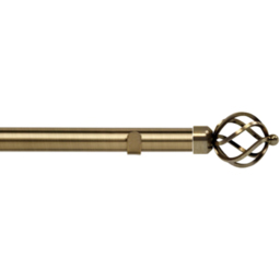 New Edge Blinds 210cm Fixed Length Antique Brass Eyelet Metal Curtain Pole Set with Cage Finial - Wilko - thumbnail 1
