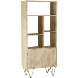 Brooklyn Huyen 2 Door 5 Shelf Light Gold Large Bookcase - Brown - Wilko - thumbnail 3