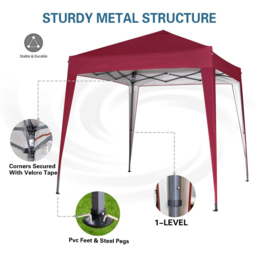 Red 2 x 2m Pop Up Gazebo with Removable Sidewalls - MCC - Wilko - thumbnail 4