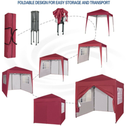 Red 2 x 2m Pop Up Gazebo with Removable Sidewalls - MCC - Wilko - thumbnail 6