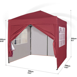 Red 2 x 2m Pop Up Gazebo with Removable Sidewalls - MCC - Wilko - thumbnail 7