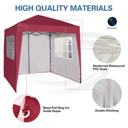 Red 2 x 2m Pop Up Gazebo with Removable Sidewalls - MCC - Wilko - thumbnail 5
