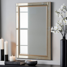 Yearn Antique Mottled Lunar Bevelled Mirror 105 x 75cm - Gold - Wilko - thumbnail 3