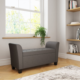 GFW Verona Charcoal Grey Upholstered Window Seat - Size: 41 x 107 x 56cm - Wilko - thumbnail 6