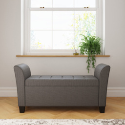GFW Verona Charcoal Grey Upholstered Window Seat - Size: 41 x 107 x 56cm - Wilko - thumbnail 7