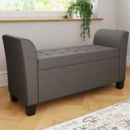 GFW Verona Charcoal Grey Upholstered Window Seat - Size: 41 x 107 x 56cm - Wilko