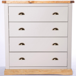 Bomporto 4 Drawer Light Grey Chest of Drawers with Brass Cup Handles - Wilko - thumbnail 4