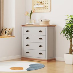Bomporto 4 Drawer Light Grey Chest of Drawers with Brass Cup Handles - Wilko - thumbnail 6