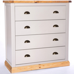 Bomporto 4 Drawer Light Grey Chest of Drawers with Brass Cup Handles - Wilko - thumbnail 3