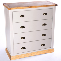 Bomporto 4 Drawer Light Grey Chest of Drawers with Brass Cup Handles - Wilko - thumbnail 5