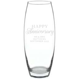 Personalised Memento Personalised Happy Anniversary Bullet Vase - Size: 1.0 x 2.4 x 1.0cm - Clear - Wilko
