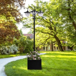 Outsunny Black 3 Head LED Solar Street Light Lamp Post with Planter Base - Size: 189 x 55 x 60cm - Wilko - thumbnail 3