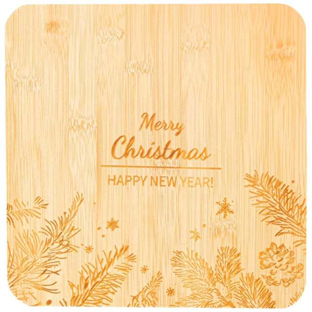 Marco Paul Christmas Bamboo Chopping Board - Size: 25 x 25 x 3cm - Brown - Wilko - image 1