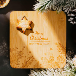 Marco Paul Christmas Bamboo Chopping Board - Size: 25 x 25 x 3cm - Brown - Wilko - thumbnail 3