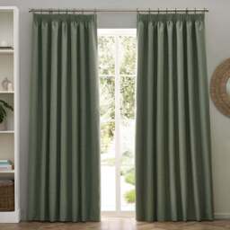 furn. Dawn Eucalyptus Blackout Pencil Pleat Curtains 229 x 137cm - Size: W 229 x D 137cm - Green - Wilko