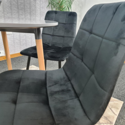 Portland Rocco 4 Seater Round Velvet Dining Set Grey and Black - Multi - Wilko - thumbnail 4