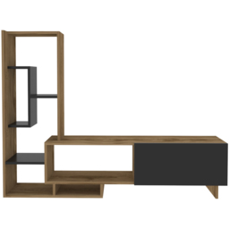 Decorotika Pega 6 Shelf Black and Oak TV Unit - Size: 120 x 160 x 29.5cm - Multi - Wilko - thumbnail 3