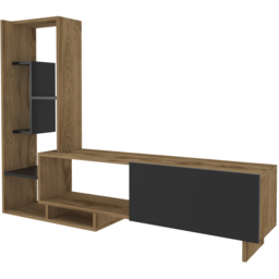 Decorotika Pega 6 Shelf Black and Oak TV Unit - Size: 120 x 160 x 29.5cm - Multi - Wilko - thumbnail 4