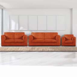 Luxor 6 Seater Orange Jumbo Cord Full Back Sofa Suite - Wilko