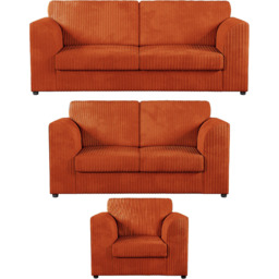 Luxor 6 Seater Orange Jumbo Cord Full Back Sofa Suite - Wilko - thumbnail 3