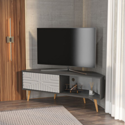 Decorotika Mora Single Sliding Door Anthracite and White Corner TV Unit - Size: 54 x 140 x 45cm - Multi - Wilko - thumbnail 4
