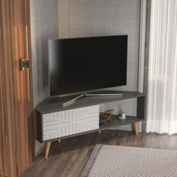 Decorotika Mora Single Sliding Door Anthracite and White Corner TV Unit - Size: 54 x 140 x 45cm - Multi - Wilko - thumbnail 7