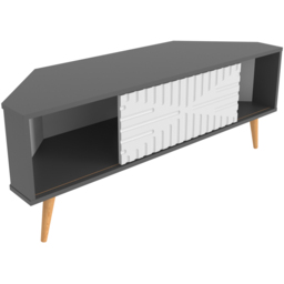 Decorotika Mora Single Sliding Door Anthracite and White Corner TV Unit - Size: 54 x 140 x 45cm - Multi - Wilko - thumbnail 3