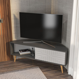 Decorotika Mora Single Sliding Door Anthracite and White Corner TV Unit - Size: 54 x 140 x 45cm - Multi - Wilko - thumbnail 6