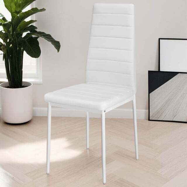 tectake Set of 8 White High Backrest Padded Dining Chair - Wilko
