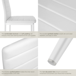 tectake Set of 8 White High Backrest Padded Dining Chair - Wilko - thumbnail 7
