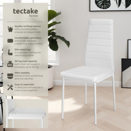 tectake Set of 8 White High Backrest Padded Dining Chair - Wilko - thumbnail 5