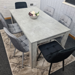 Portland Velvet 6 Seater Dining Set Stone Grey and Grey Black - Wilko - thumbnail 6