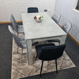Portland Velvet 6 Seater Dining Set Stone Grey and Grey Black - Wilko - thumbnail 7