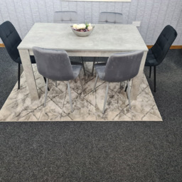 Portland Velvet 6 Seater Dining Set Stone Grey and Grey Black - Wilko - thumbnail 4