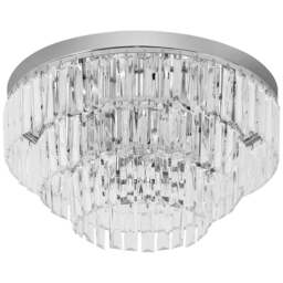 Portland Round Crystal Ceiling Light - Size: 40 x 30cm - Silver - Wilko - thumbnail 1