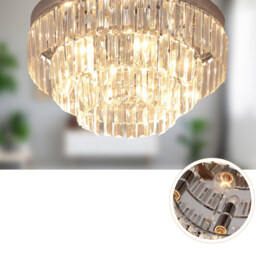 Portland Round Crystal Ceiling Light - Size: 40 x 30cm - Silver - Wilko - thumbnail 6