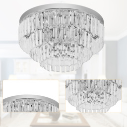 Portland Round Crystal Ceiling Light - Size: 40 x 30cm - Silver - Wilko - thumbnail 7