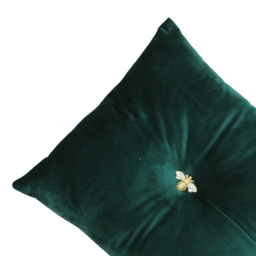 Paoletti Bumble Bee Emerald Velvet Cushion - Size: 50 x 30cm - Green - Wilko - thumbnail 3