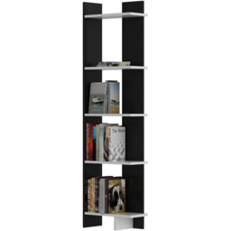 Decorotika Alis 5 Tier Black and White Corner Bookcase - Size: 170 x 45 x 21.6cm - Multi - Wilko - thumbnail 3