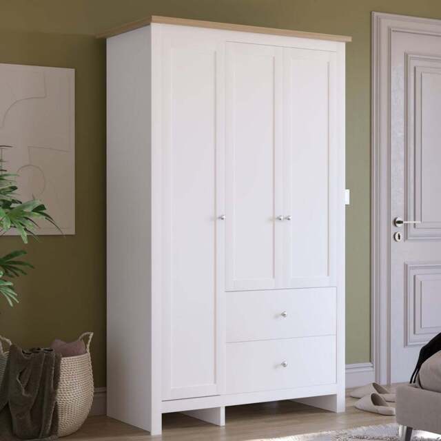 Vida Designs Arlington 3 Door 2 Drawer White Wardrobe - Size: 3 Door, 2 Drawer - Wilko - image 1