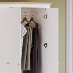 Vida Designs Arlington 3 Door 2 Drawer White Wardrobe - Size: 3 Door, 2 Drawer - Wilko - thumbnail 5