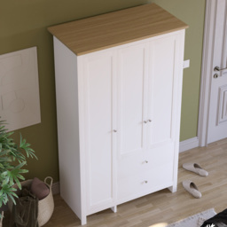 Vida Designs Arlington 3 Door 2 Drawer White Wardrobe - Size: 3 Door, 2 Drawer - Wilko - thumbnail 7
