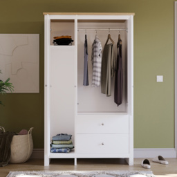 Vida Designs Arlington 3 Door 2 Drawer White Wardrobe - Size: 3 Door, 2 Drawer - Wilko - thumbnail 6