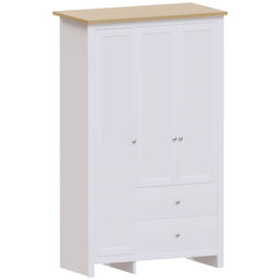 Vida Designs Arlington 3 Door 2 Drawer White Wardrobe - Size: 3 Door, 2 Drawer - Wilko - thumbnail 3