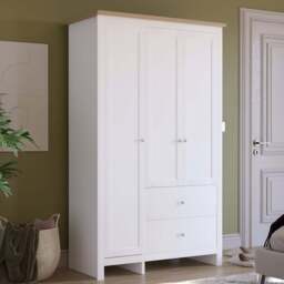 Vida Designs Arlington 3 Door 2 Drawer White Wardrobe - Size: 3 Door, 2 Drawer - Wilko - thumbnail 1