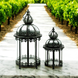 Acacia Home Set of 2 Green Metal Garden Lanterns - Size: 65 x 31 x 31cm - Wilko - thumbnail 3